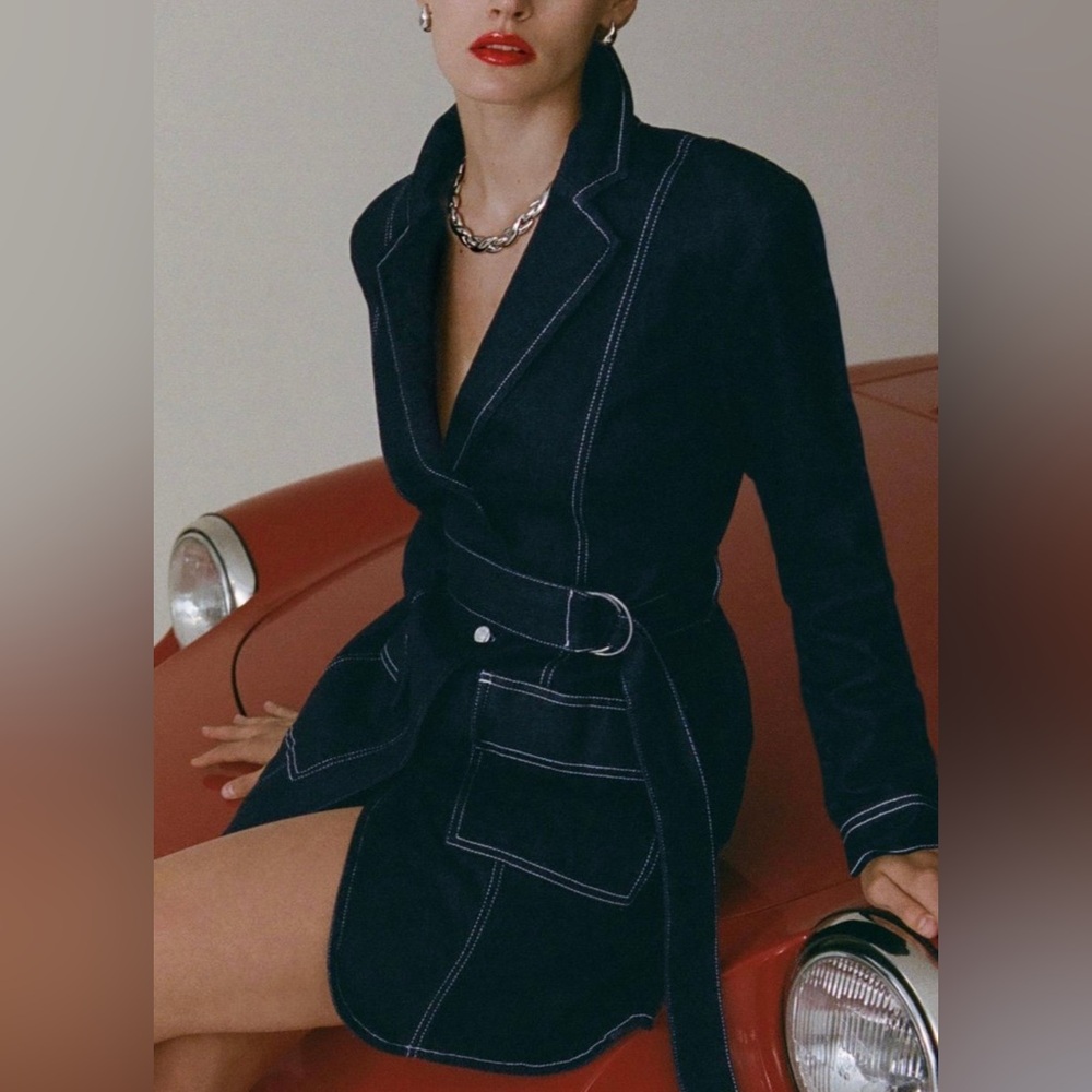 NWT Anthropologie Pilcro Denim Belted Blazer Dress